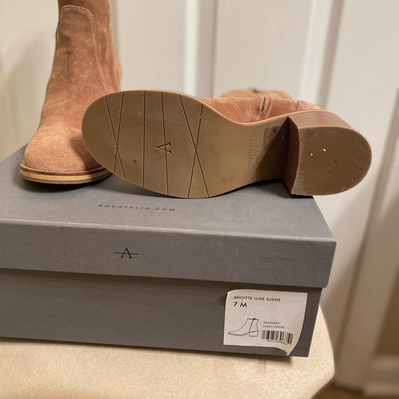 Aquatalia Brigitte Suede Ankle Booties in Whiskey - Picture 7 of 8